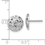 Sterling Silver RH-plated Polished and Diamond-cut Post Earrings