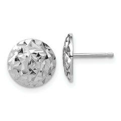 Sterling Silver RH-plated Polished and Diamond-cut Post Earrings