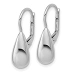Sterling Silver RH-plated Polished Teardrop Leverback Earrings