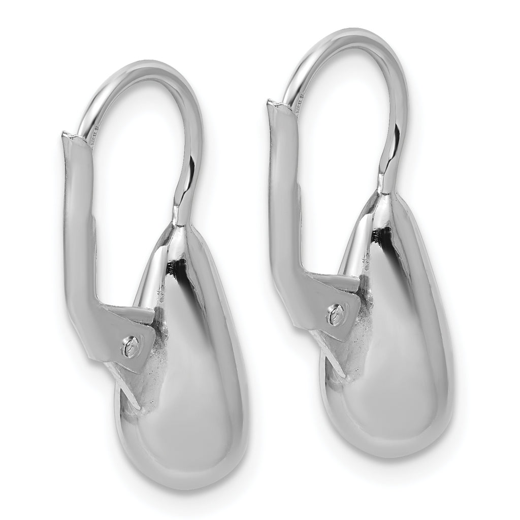 Sterling Silver RH-plated Polished Teardrop Leverback Earrings