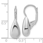 Sterling Silver RH-plated Polished Teardrop Leverback Earrings