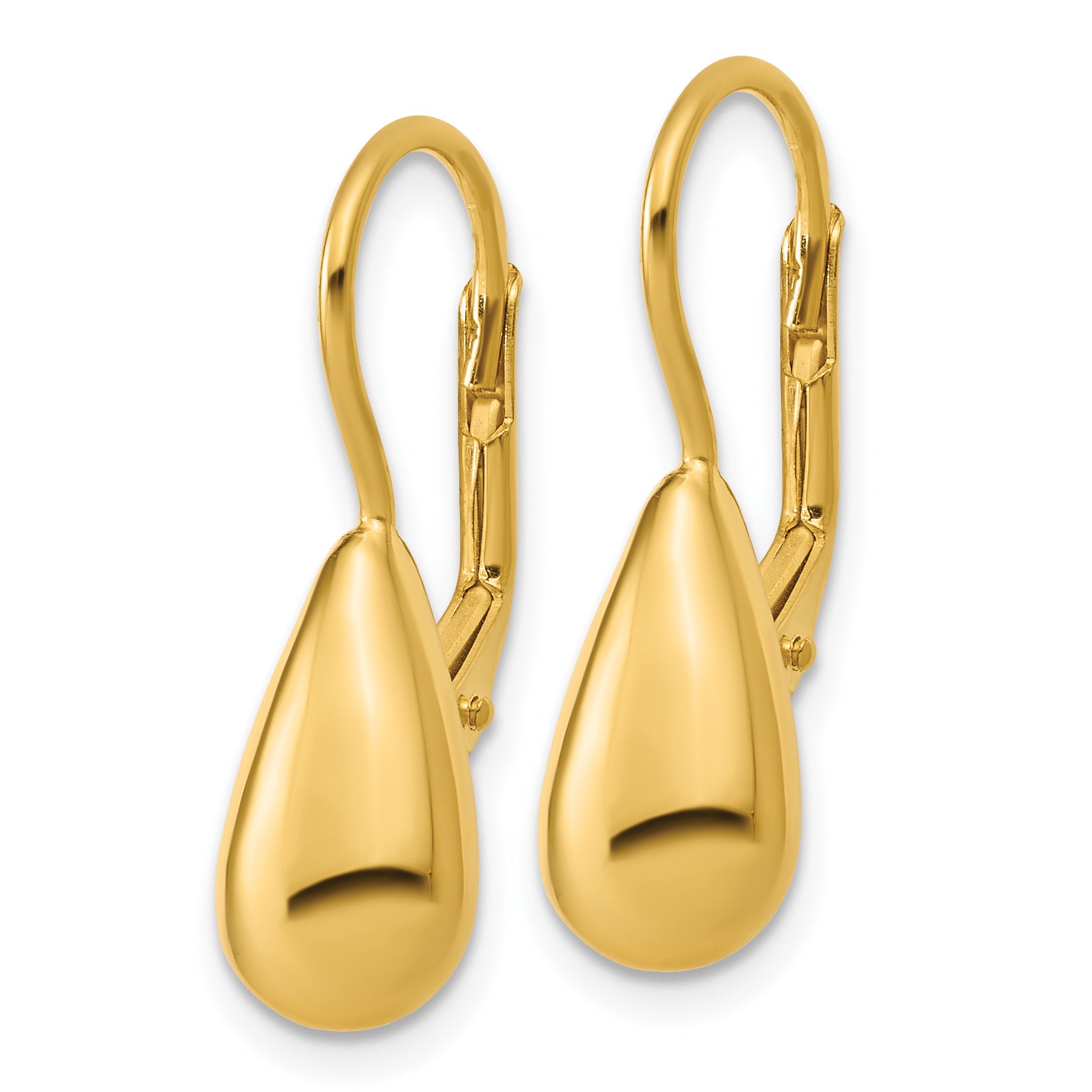 Sterling Silver Gold-tone Polished Teardrop Leverback Earrings