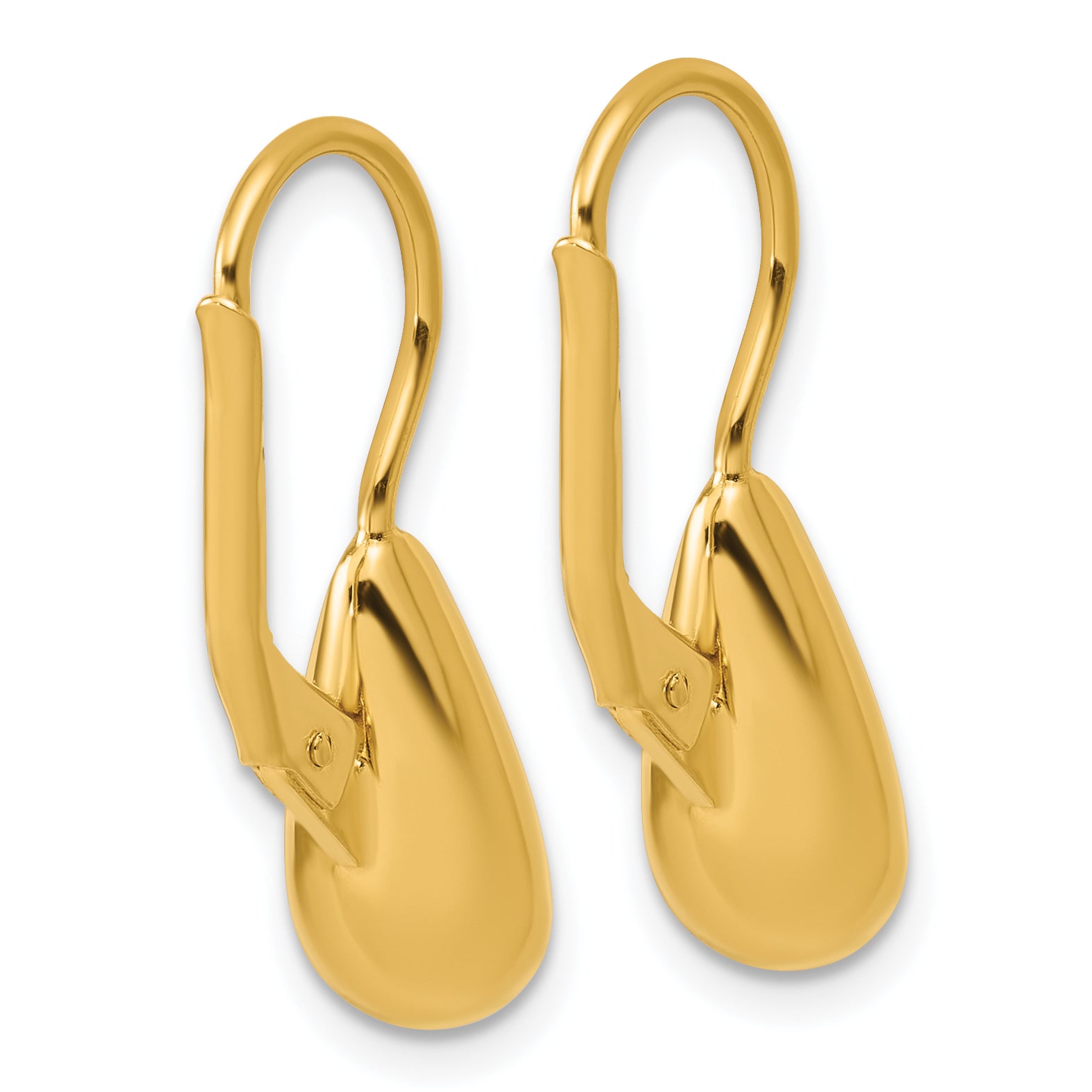 Sterling Silver Gold-tone Polished Teardrop Leverback Earrings