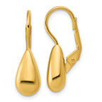 Sterling Silver Gold-tone Polished Teardrop Leverback Earrings