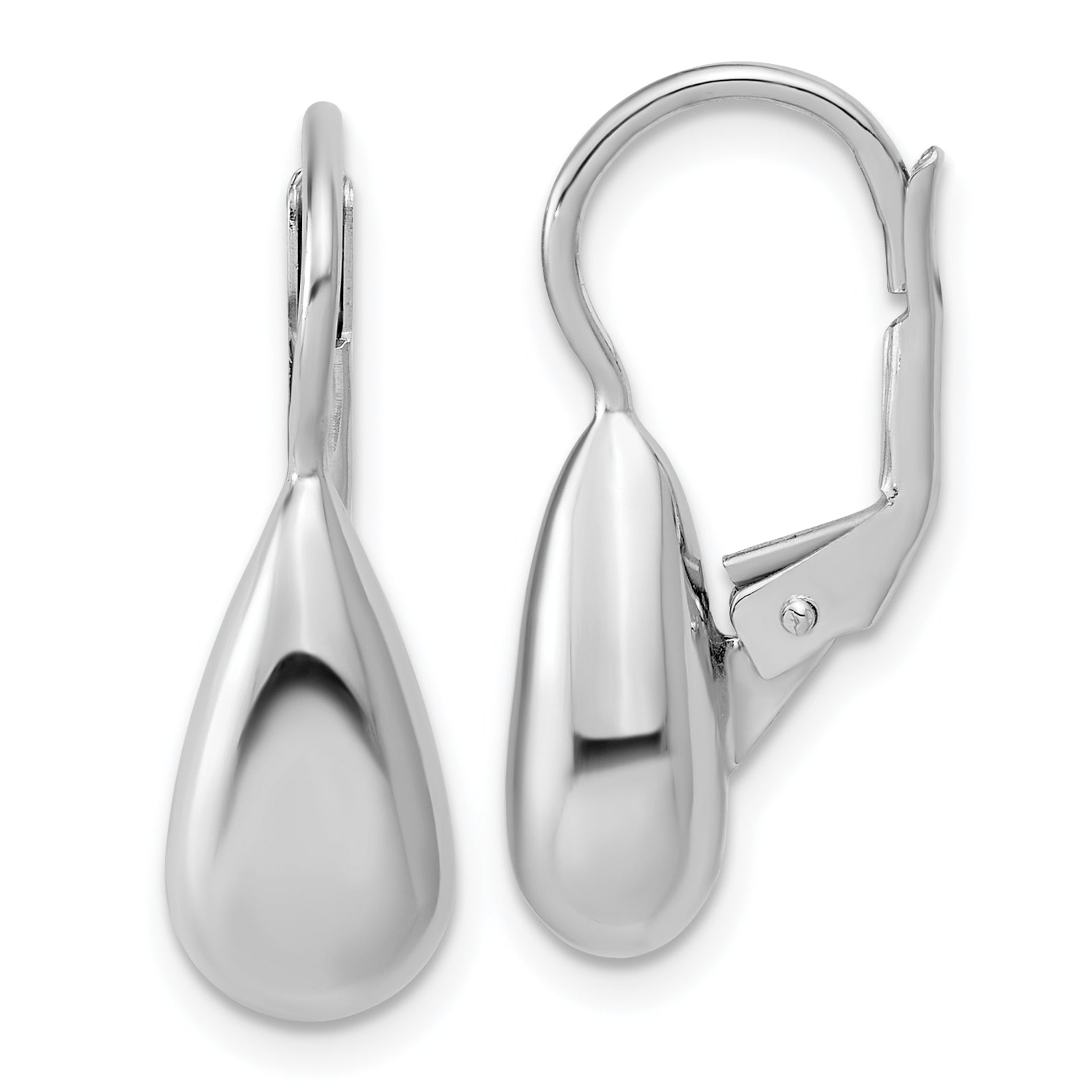 Sterling Silver RH-plated Polished Teardrop Leverback Earrings Main image