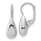 Sterling Silver RH-plated Polished Teardrop Leverback Earrings