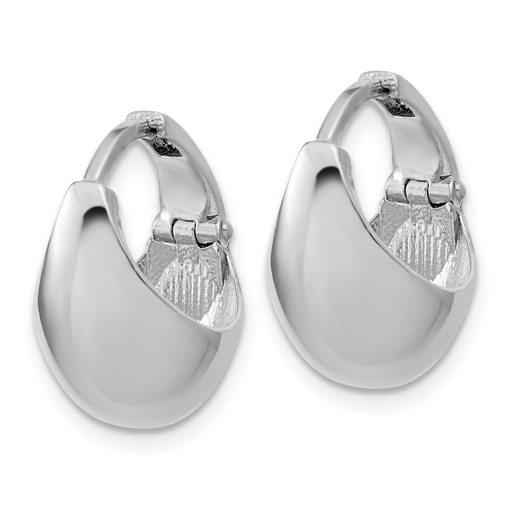 Sterling Silver RH-Plated Polished Hinged Huggie Hoop Earrings