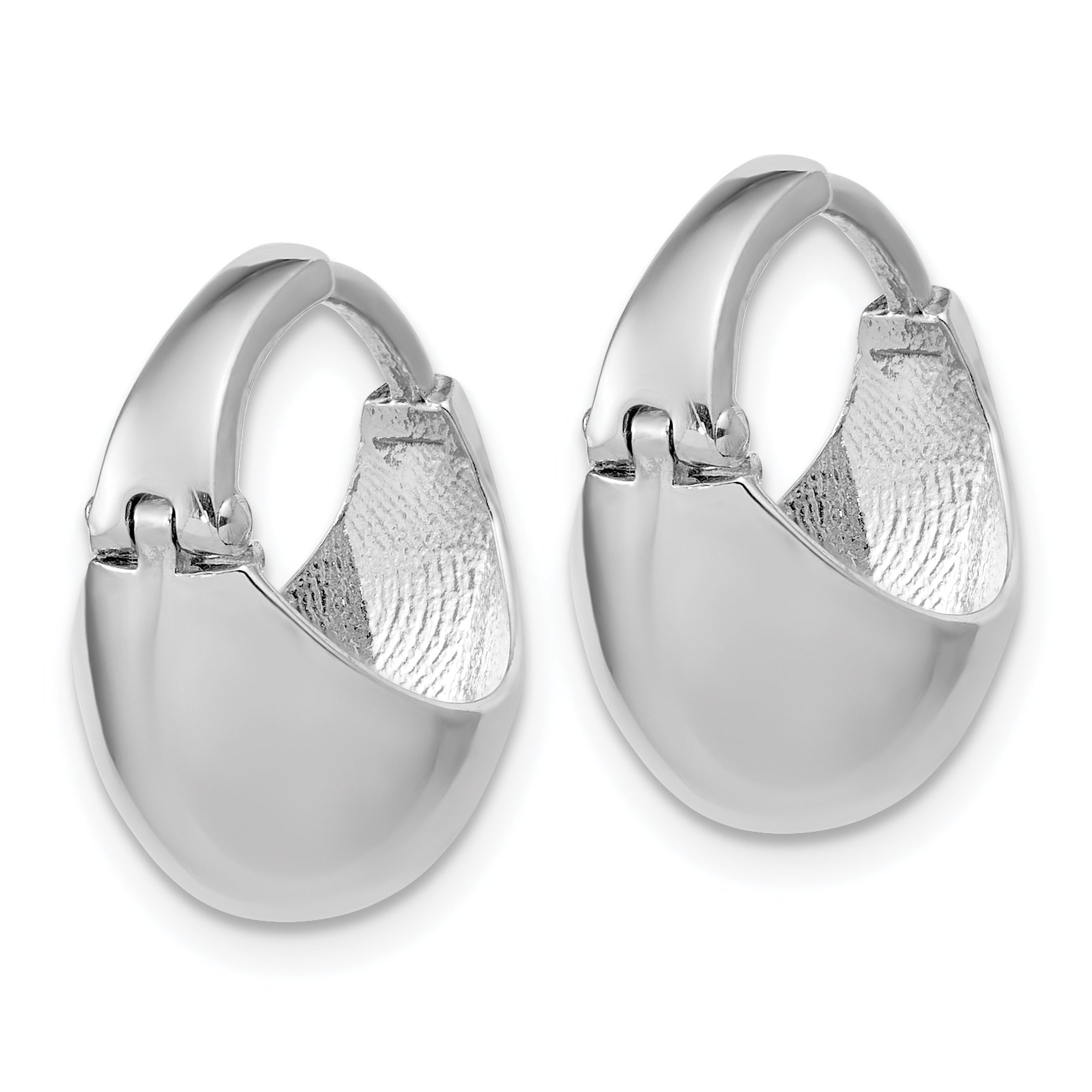 Sterling Silver RH-Plated Polished Hinged Huggie Hoop Earrings