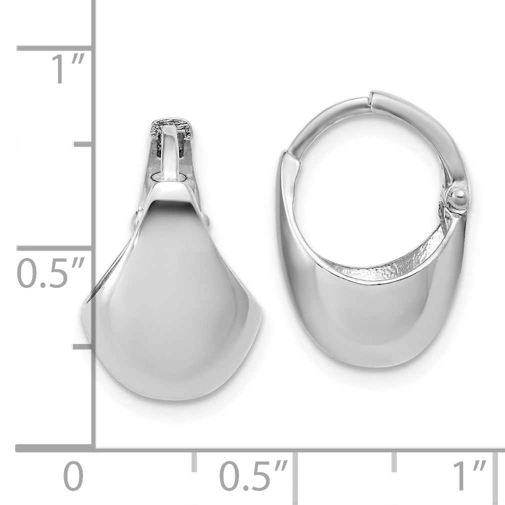 Sterling Silver RH-Plated Polished Hinged Huggie Hoop Earrings