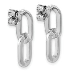 Sterling Silver RH-plated Polished Link Dangle Post Earrings