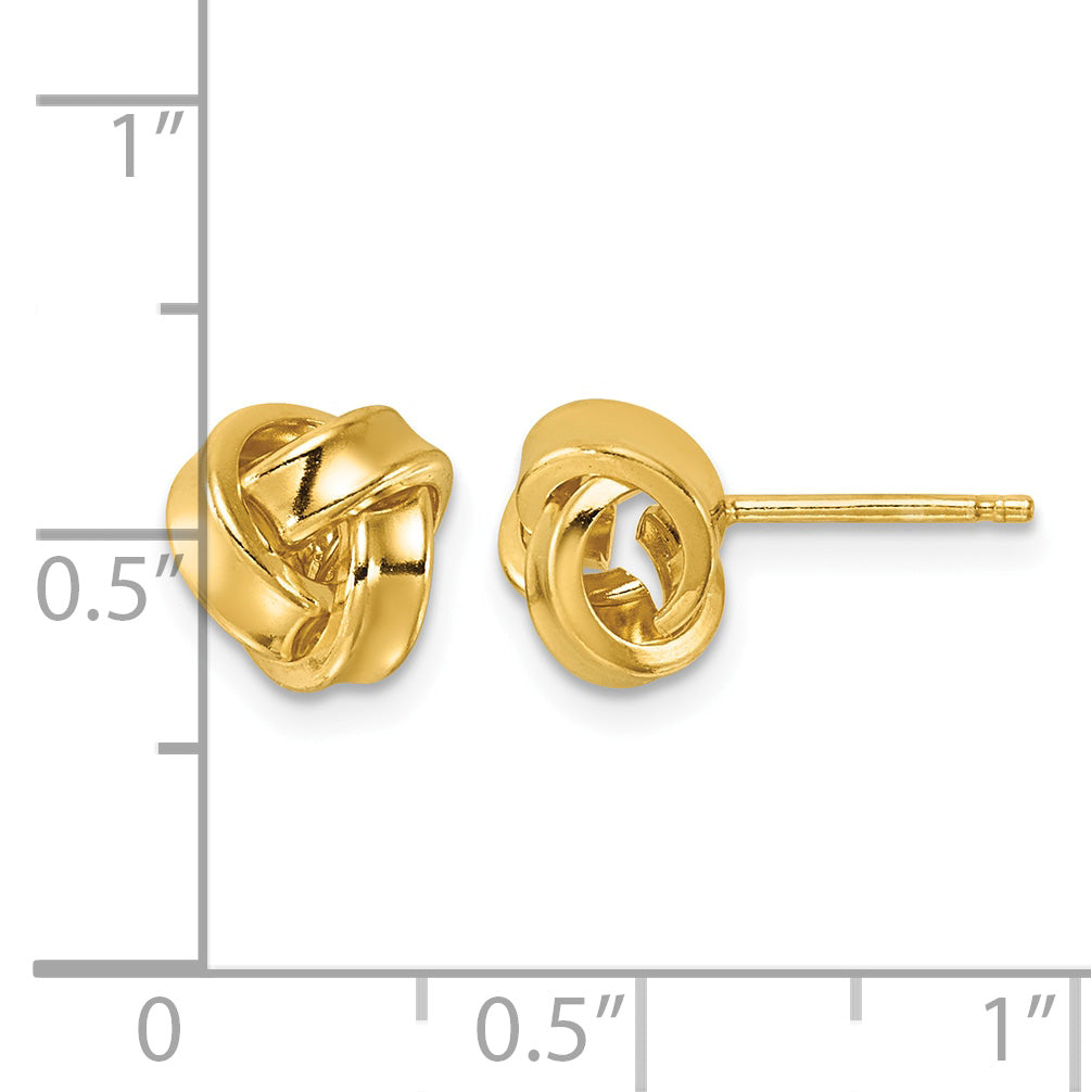 Gold-Plated Sterling Silver Love Knot Button Earrings, 7.5mm