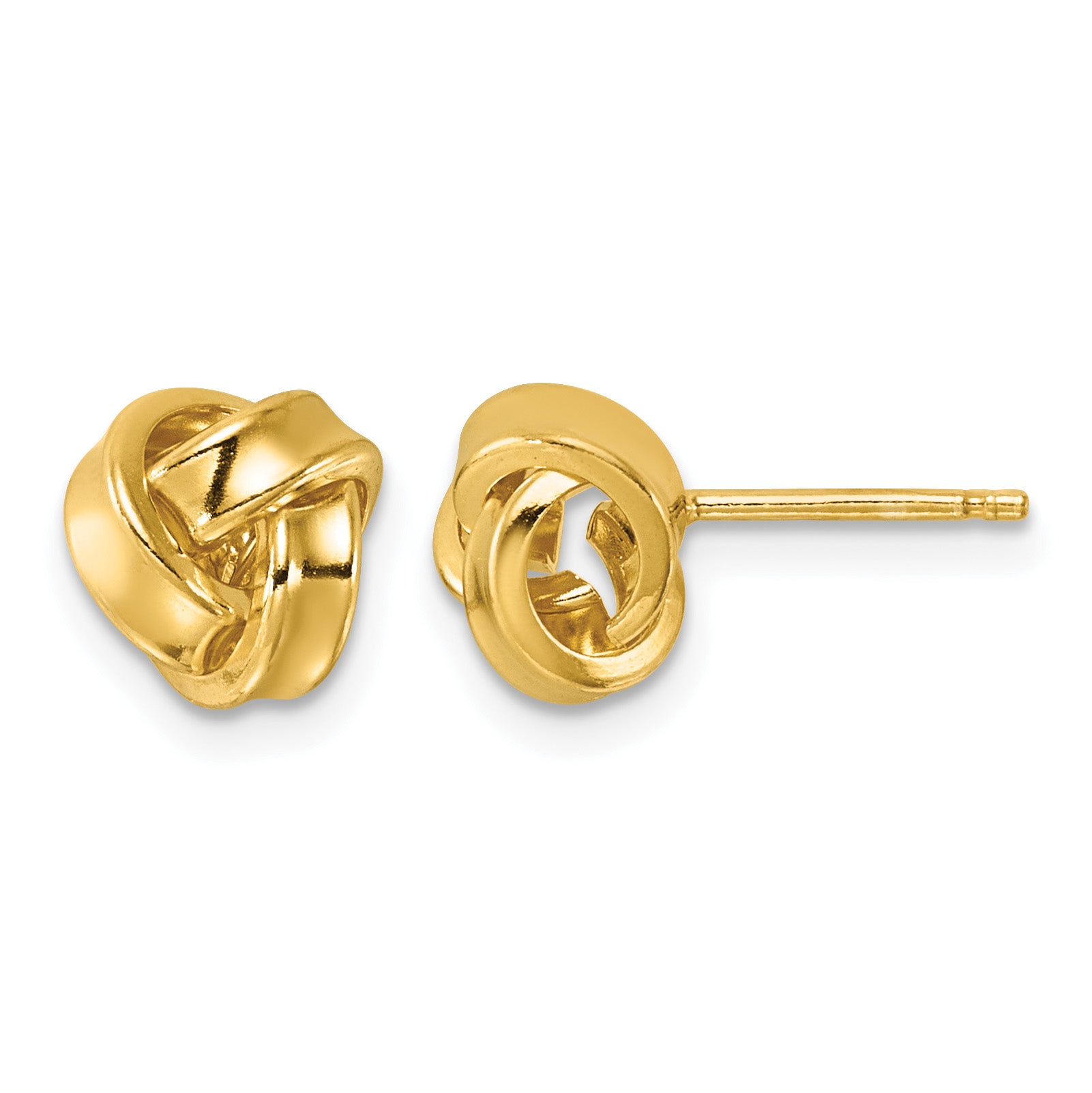 Gold-Plated Sterling Silver Love Knot Button Earrings, 7.5mm