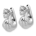 Sterling Silver RH-plated Polished Grooved Post J-Hoop Earrings