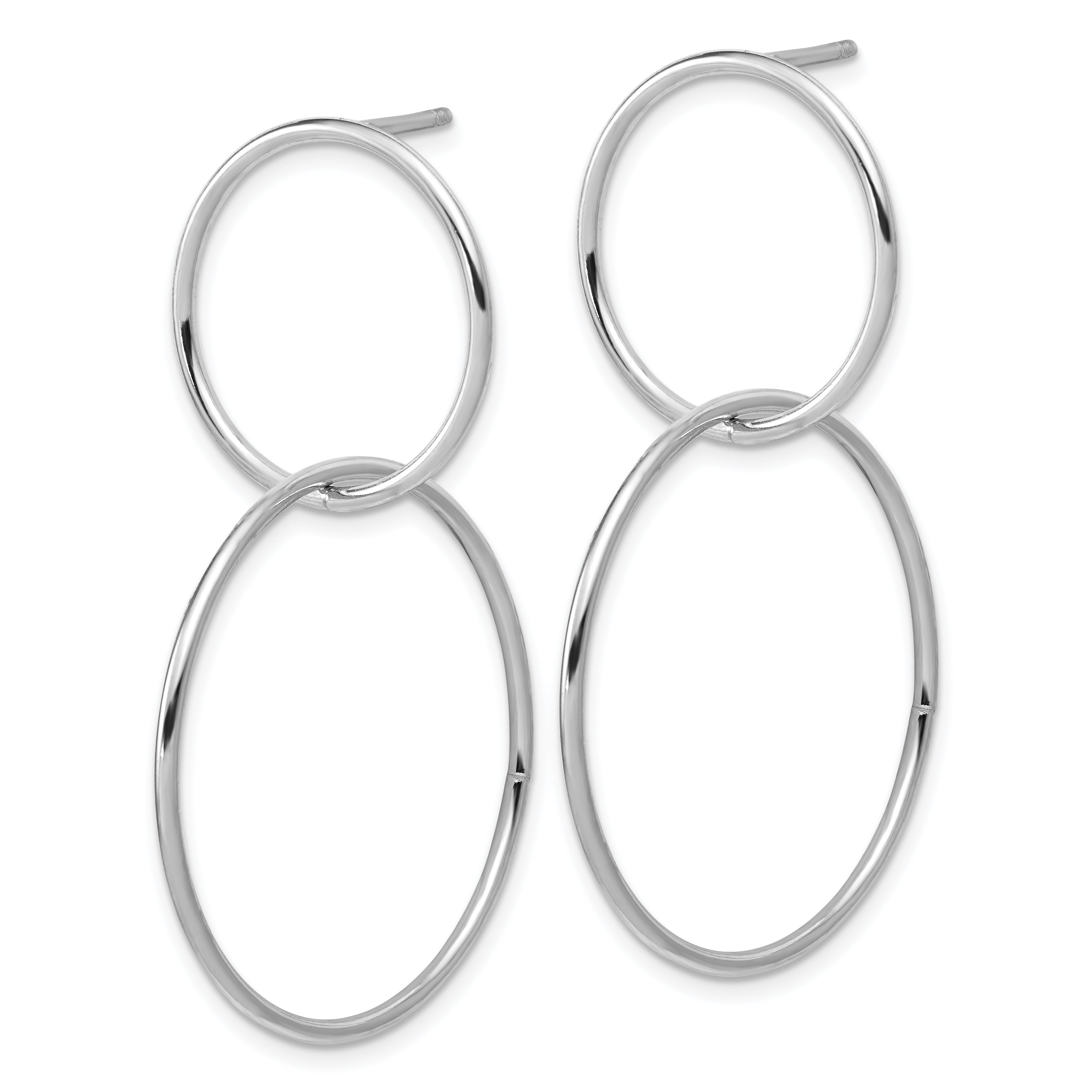 Sterling Silver RH-plated Polished Circles Post Dangle Earrings Secondary image