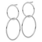Sterling Silver RH-plated Polished Circles Post Dangle Earrings