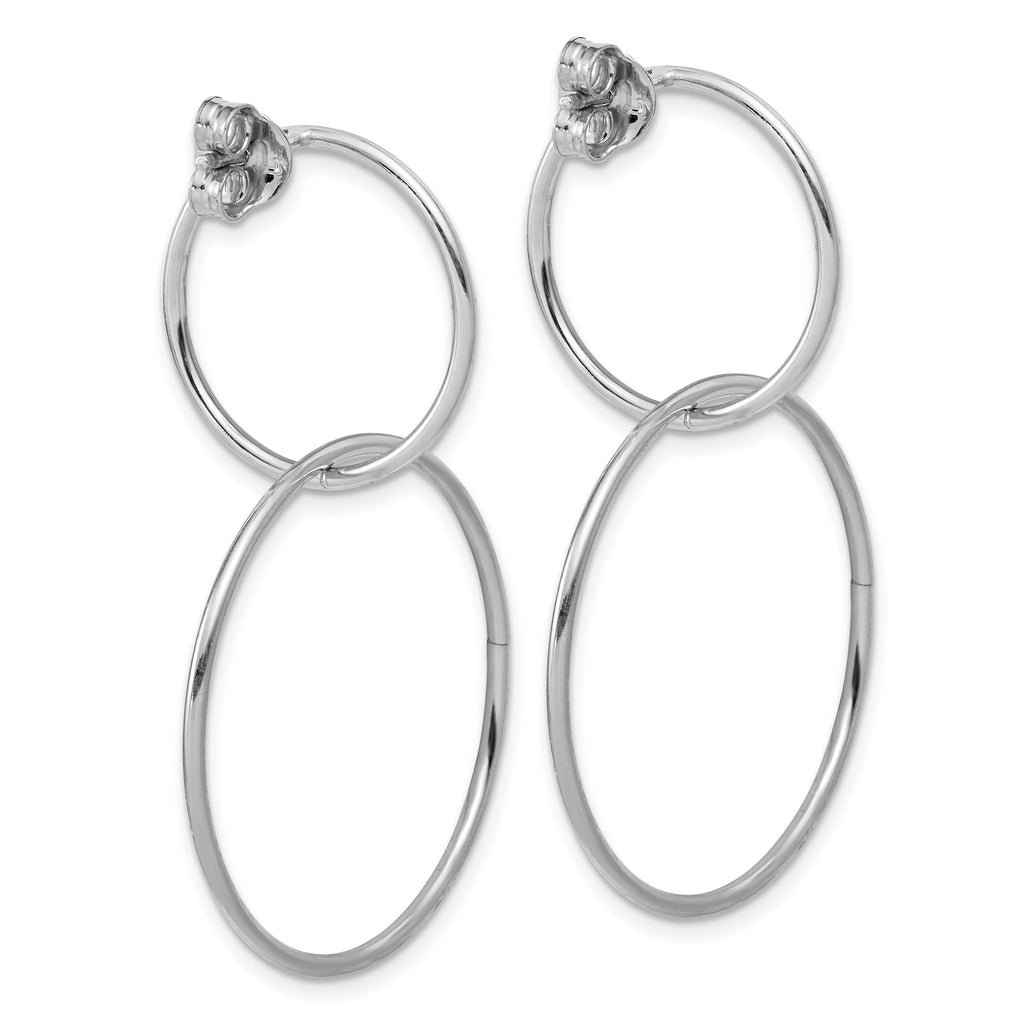 Sterling Silver RH-plated Polished Circles Post Dangle Earrings