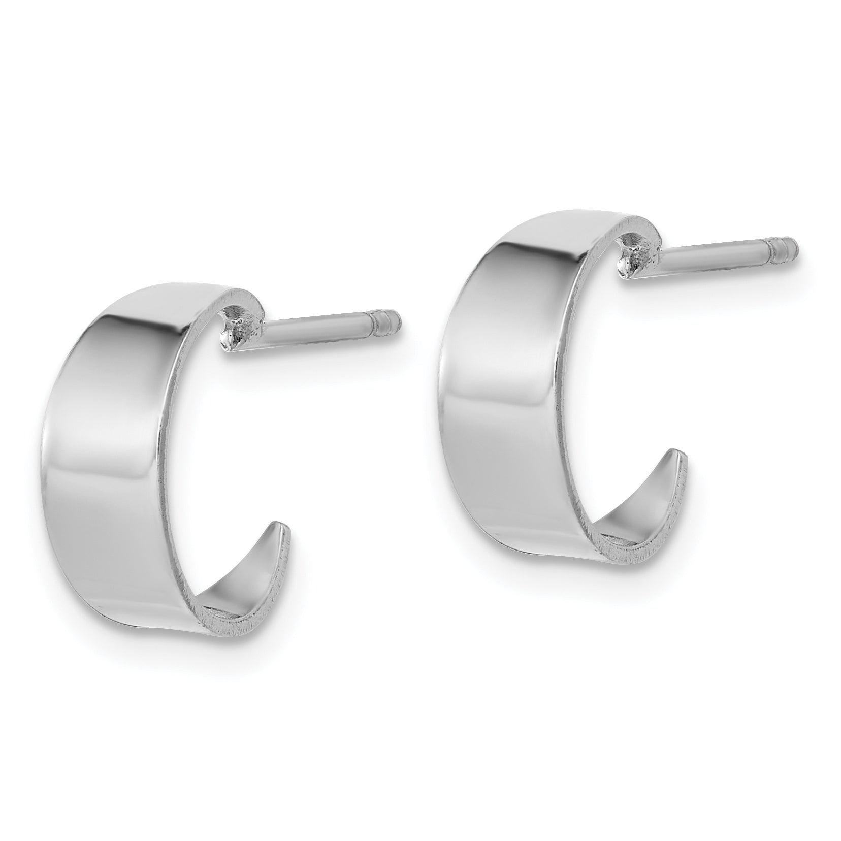 Sterling Silver RH-plated Polished C-Hoop Post Earrings