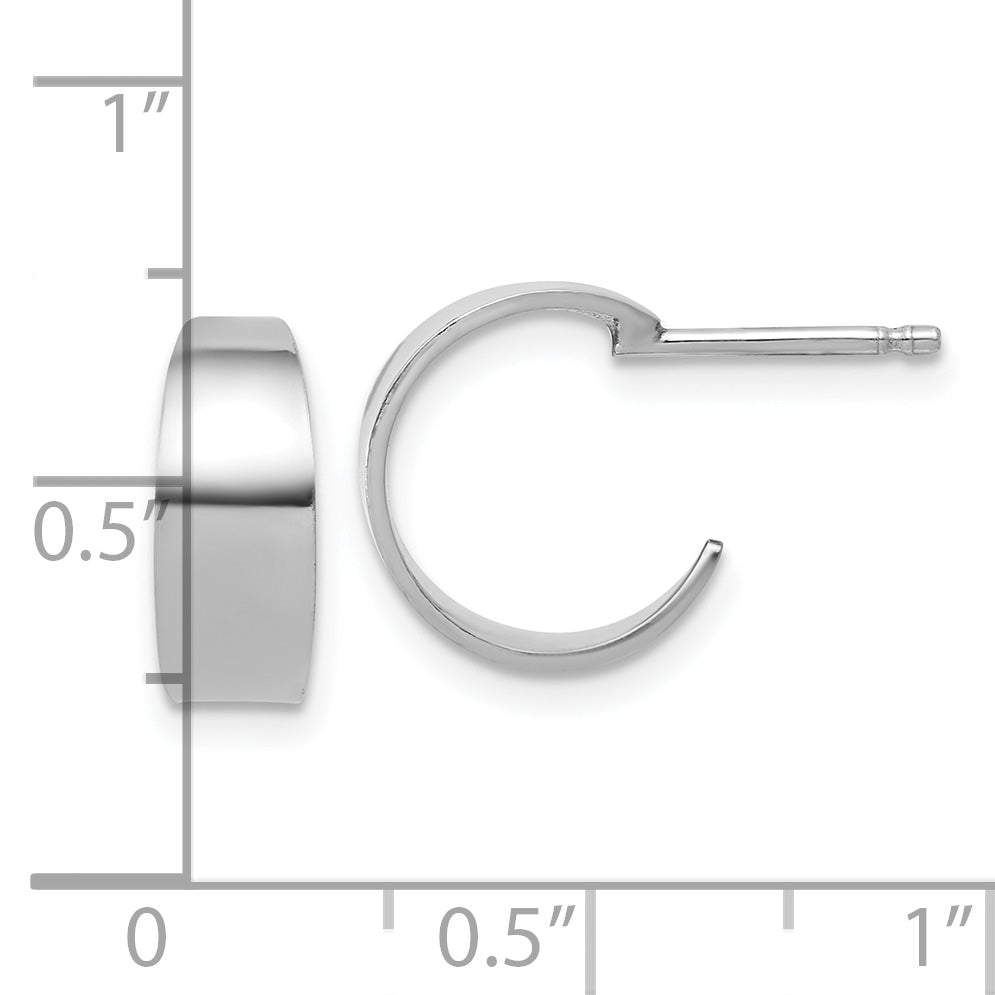 Sterling Silver RH-plated Polished C-Hoop Post Earrings