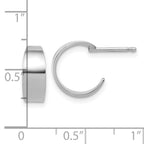 Sterling Silver RH-plated Polished C-Hoop Post Earrings