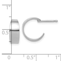 Sterling Silver RH-plated Polished C-Hoop Post Earrings