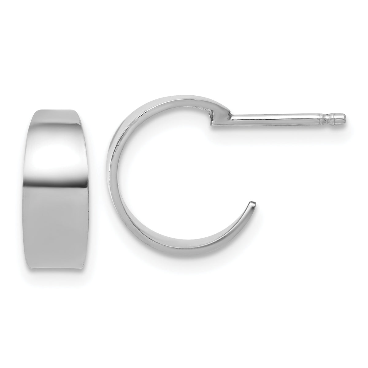 Sterling Silver RH-plated Polished C-Hoop Post Earrings