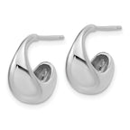 Sterling Silver RH-Plated Polished J-Hoop Earrings