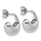 Sterling Silver RH-Plated Polished J-Hoop Earrings