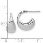 Sterling Silver RH-Plated Polished J-Hoop Earrings