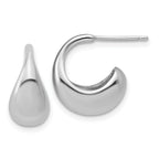 Sterling Silver RH-Plated Polished J-Hoop Earrings