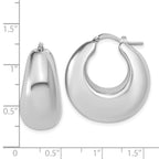 Sterling Silver Rhodium-plated Polished Puffed Hoop Earrings