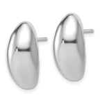 Sterling Silver RH-Plt Polished Fancy Domed Post Earrings