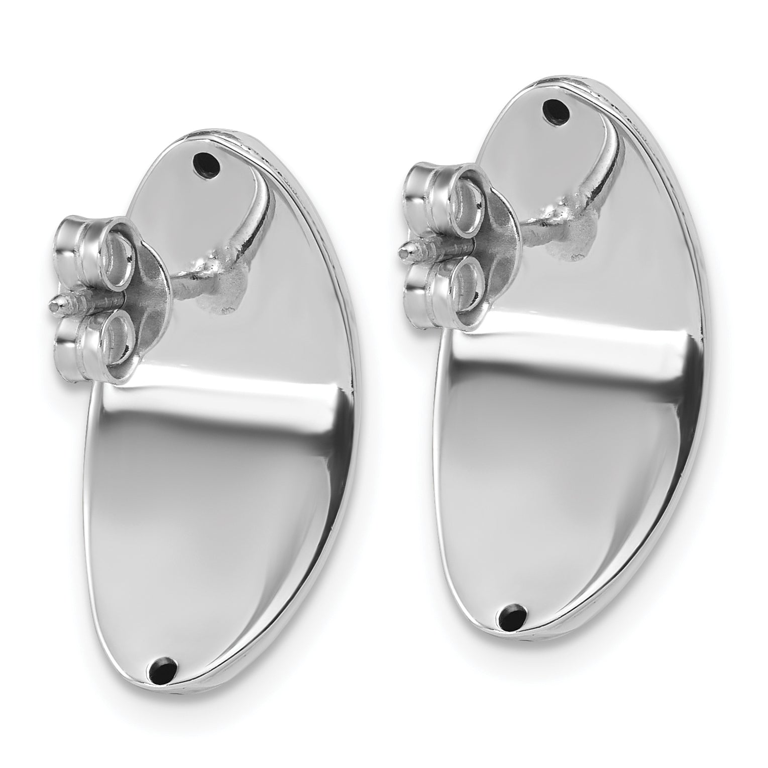 Sterling Silver RH-Plt Polished Fancy Domed Post Earrings