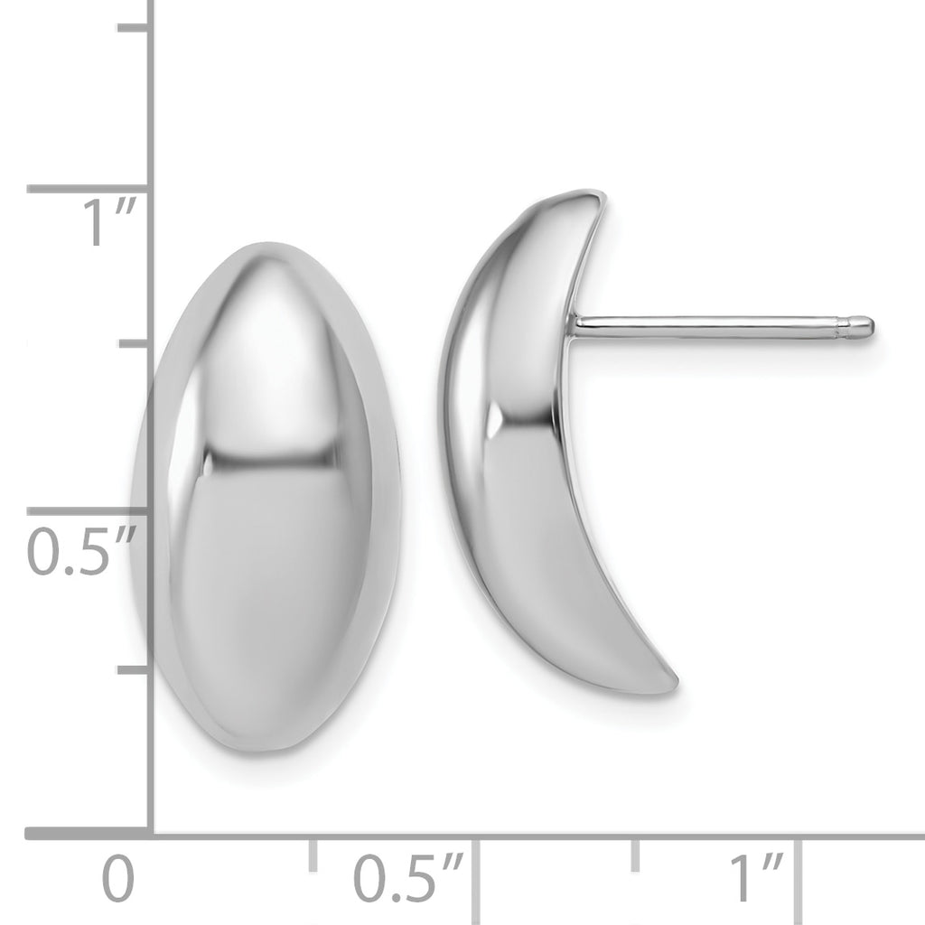Sterling Silver RH-Plt Polished Fancy Domed Post Earrings