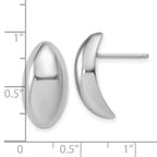 Sterling Silver RH-Plt Polished Fancy Domed Post Earrings