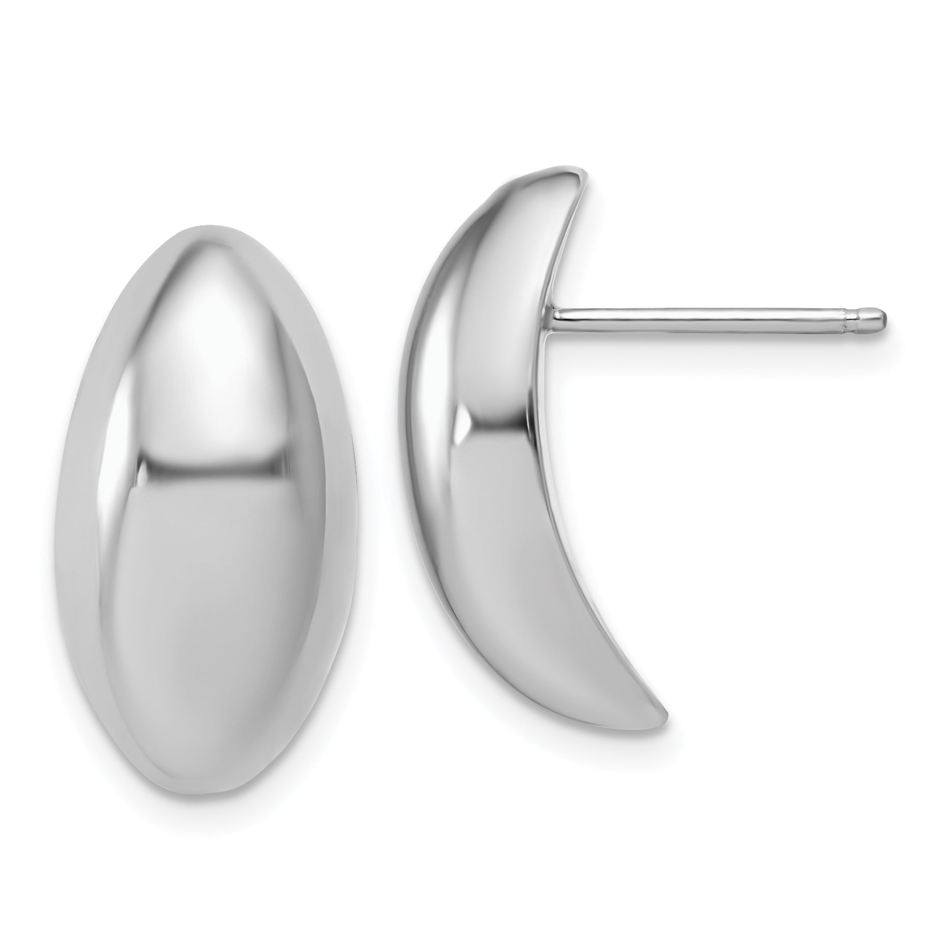 Sterling Silver RH-Plt Polished Fancy Domed Post Earrings Main image