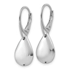 Sterling Silver RH-plated Pol. Teardrop Leverback Earrings