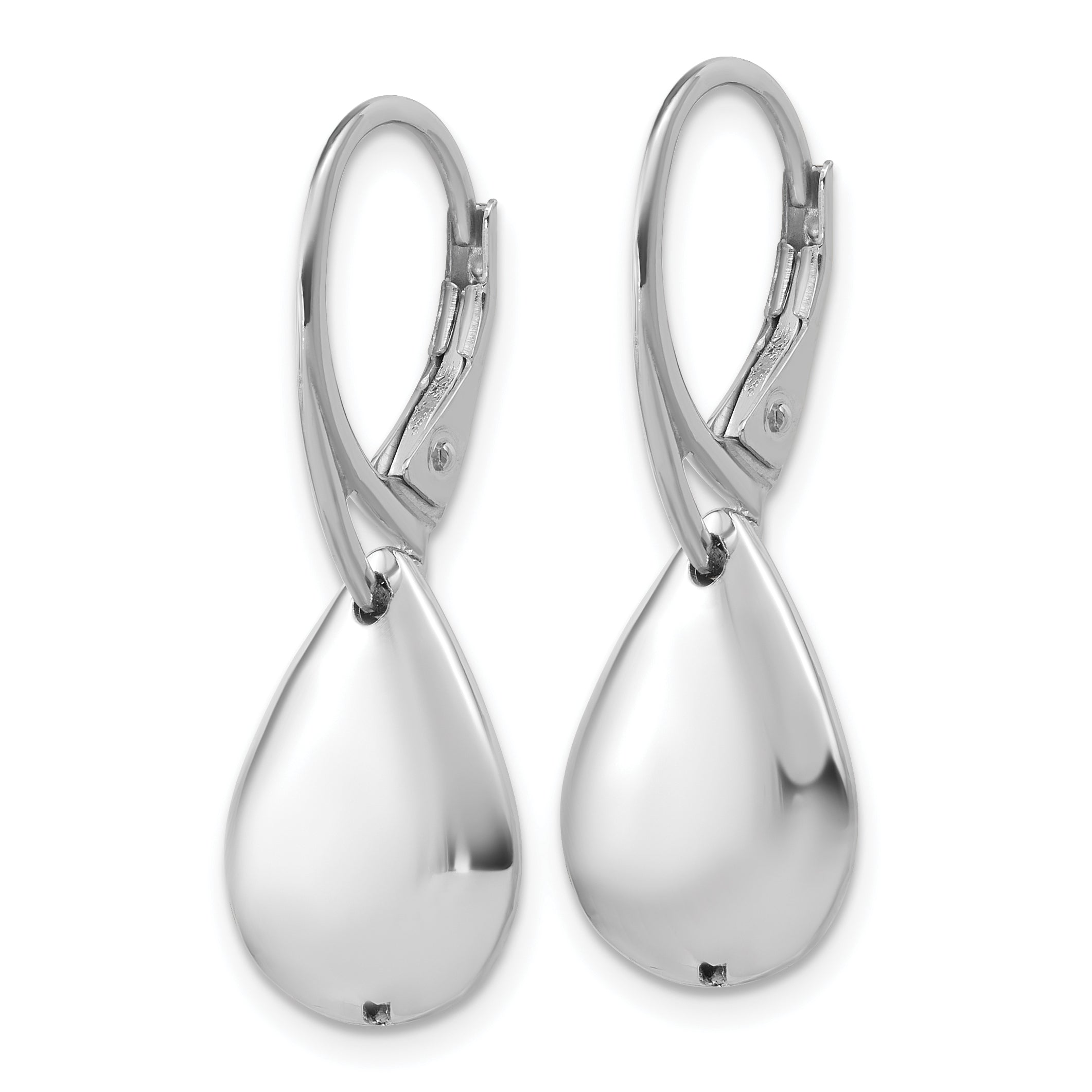 Sterling Silver RH-plated Pol. Teardrop Leverback Earrings