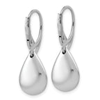 Sterling Silver RH-plated Pol. Teardrop Leverback Earrings