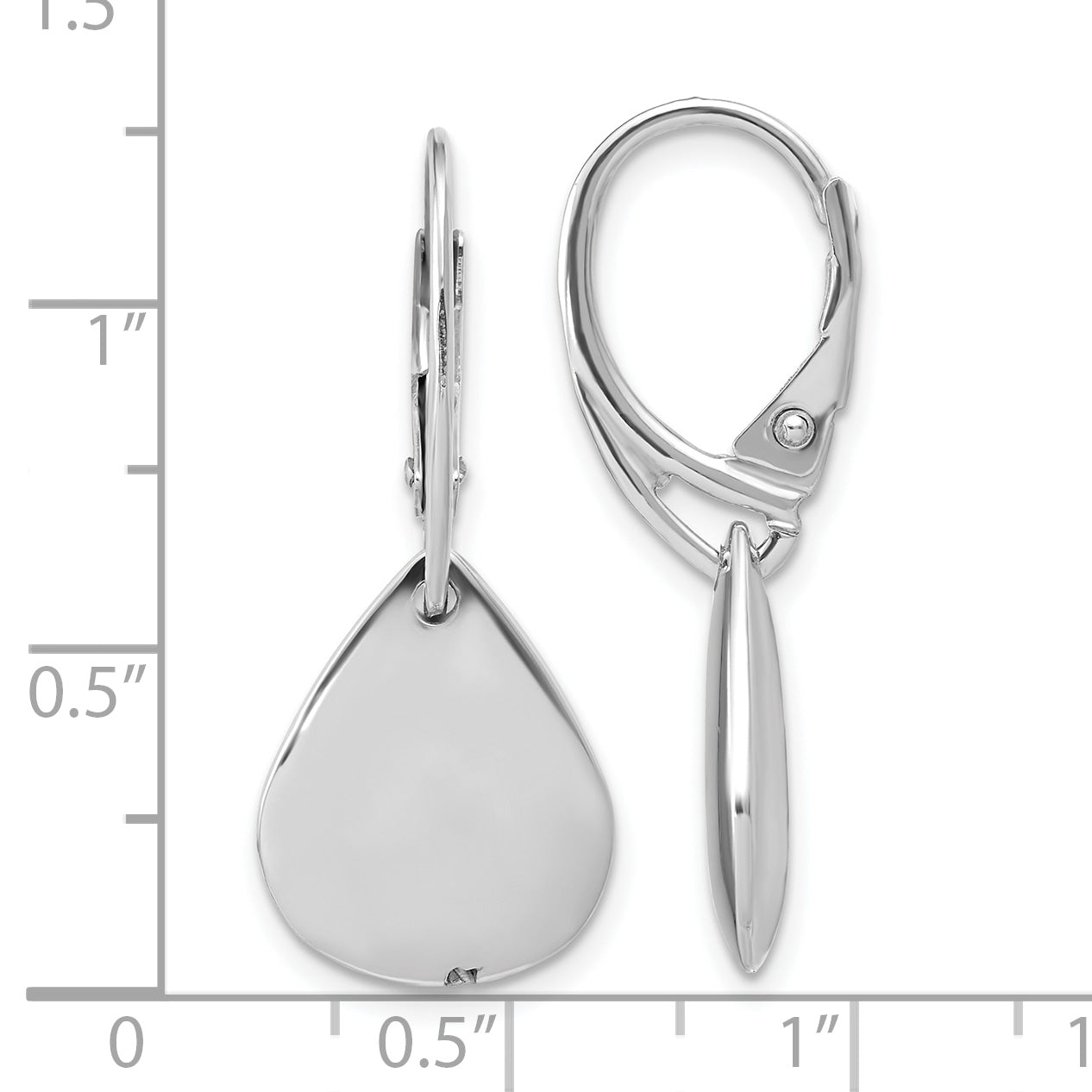Sterling Silver RH-plated Pol. Teardrop Leverback Earrings