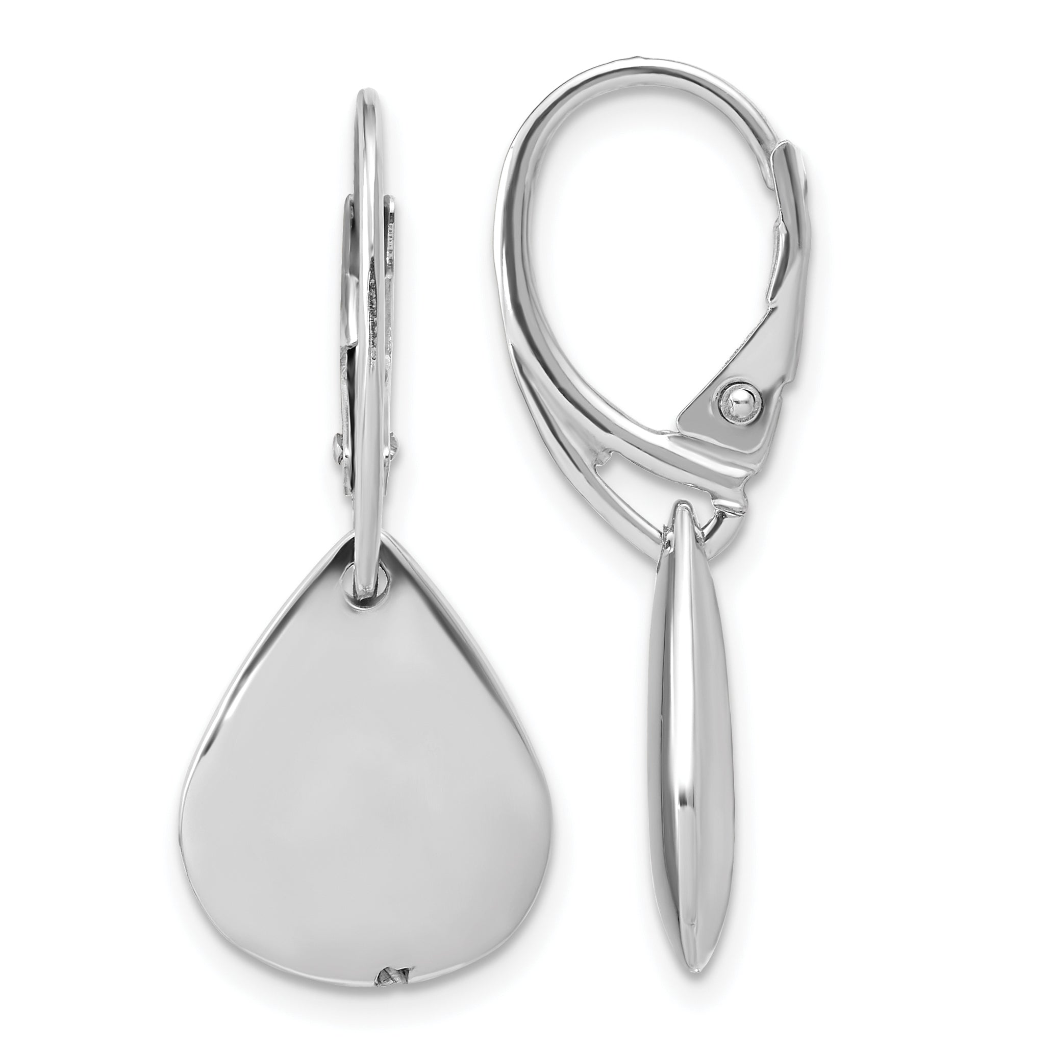 Sterling Silver RH-plated Pol. Teardrop Leverback Earrings Main image