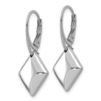 Sterling Silver RH-plt Pol. Diamond Shaped Leverback Earrings
