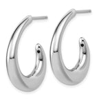 Sterling Silver RH-plated Polished Post J-Hoop Earrings