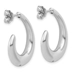 Sterling Silver RH-plated Polished Post J-Hoop Earrings