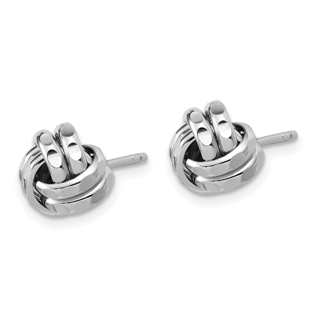 Sterling Silver RH-plated Polished and Diamond-cut Love Knot Post