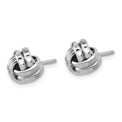 Sterling Silver RH-plated Polished and Diamond-cut Love Knot Post
