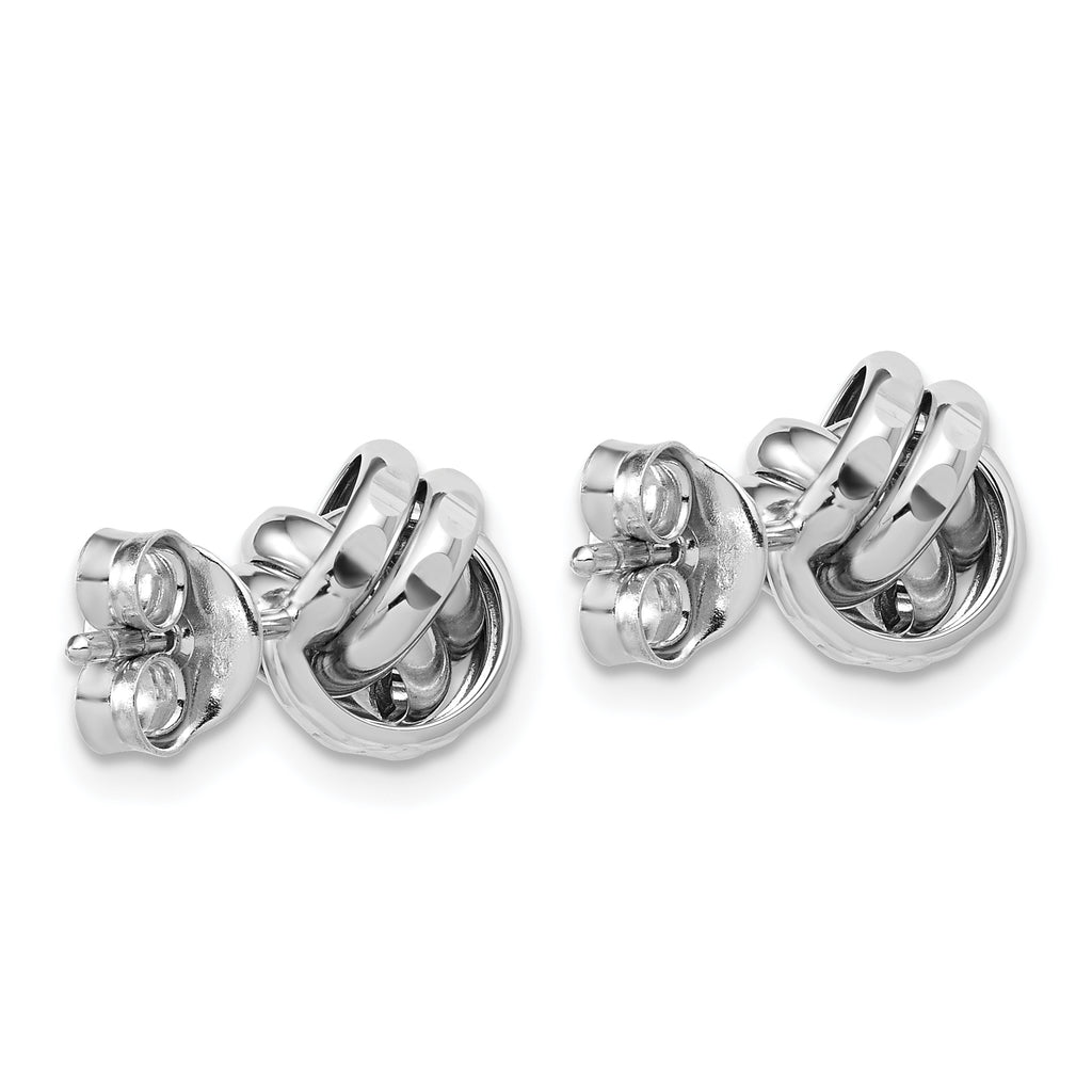 Sterling Silver RH-plated Polished and Diamond-cut Love Knot Post