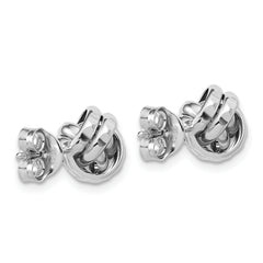 Sterling Silver RH-plated Polished and Diamond-cut Love Knot Post