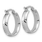 Sterling Silver RH-plated Polished and Diamond-cut Hoop Earrings