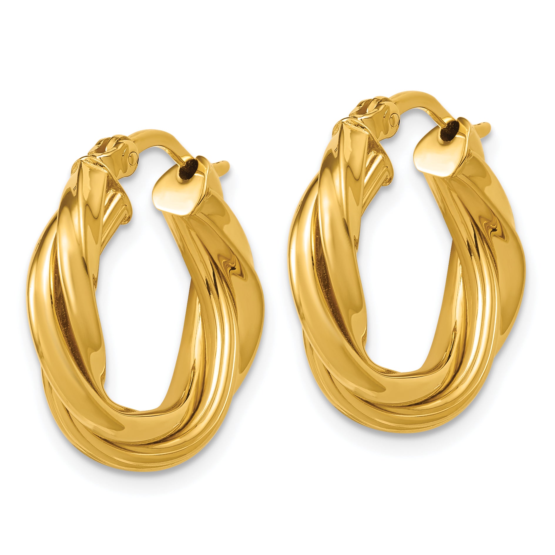 Sterling Silver Gold-tone Polished and Twisted Hoop Earrings Secondary image