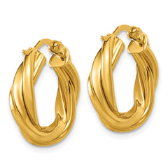 Sterling Silver Gold-tone Polished and Twisted Hoop Earrings